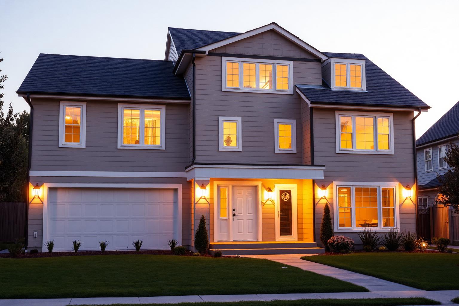 Protected suburban home in the Kansas City Metro at dusk